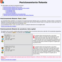 Posicionamiento flotante. CSS. Páginas web HTML / XHTML y hojas de estilo CSS