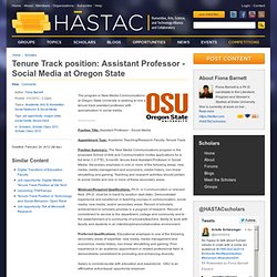 Tenure Track position: Assistant Professor - Social Media at Oregon State
