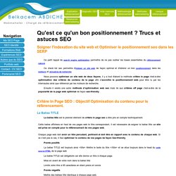 Trucs et astuces SEO - Optimiser son positionnement et son référencement naturel