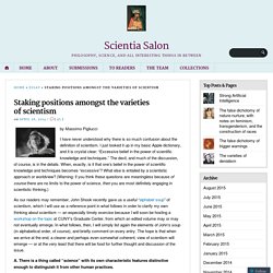 Staking positions amongst the varieties of scientism