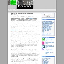 Positive and Negative Networks: Lessons from Ecology? « Permutations