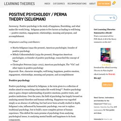 Positive Psychology / PERMA Theory (Seligman) - Learning Theories