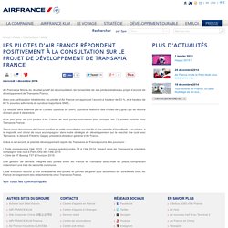Les pilotes d’Air France répondent positivement à la consultation sur le projet de développement de Transavia France