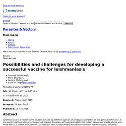 PARASITES & VECTORS 12/05/16 Possibilities and challenges for developing a successful vaccine for leishmaniasis