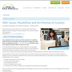 OER: Issues, Possibilities and the Promise of Curation