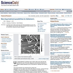 New drug treatment possibilities for Alzheimer's