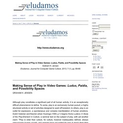 Making Sense of Play in Video Games: Ludus, Paidia, and Possibility Spaces