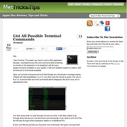 List All Possible Terminal Commands
