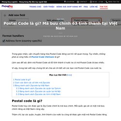 Bảng mã zip code 63 tỉnh tại Việt Nam