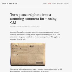 Turn postcard photo into a stunning comment form using CSS