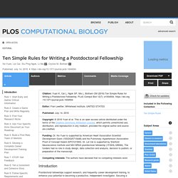 Ten Simple Rules for Writing a Postdoctoral Fellowship