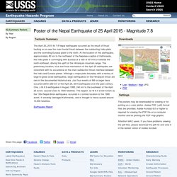 Poster of the Nepal Earthquake of 25 April 2015 - Magnitude 7.8