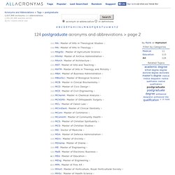 124 Postgraduate Acronyms and Postgraduate Abbreviations > Page 2