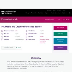 MA Media and Creative Industries Degree