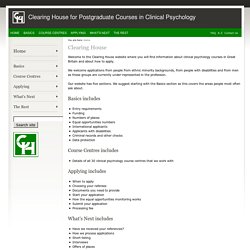 Clearing House for Postgraduate Courses in Clinical Psychology - Home