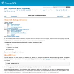 PostgreSQL: Documentation: 8.1: Backup and Restore