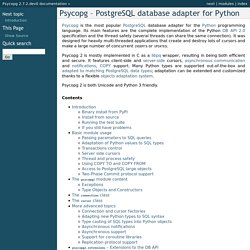Psycopg – PostgreSQL database adapter for Python — Psycopg v2.4.5 documentation