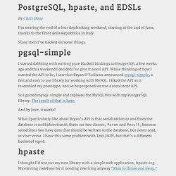 PostgreSQL, hpaste, and EDSLs