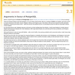 Arguments in favour of PostgreSQL
