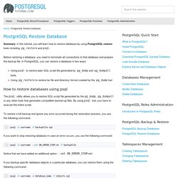 PostgreSQL Restore Database