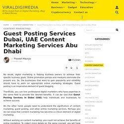 Guest Posting Services Dubai, UAE Content Marketing Services Abu Dhabi