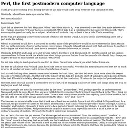 Perl, the first postmodern computer language