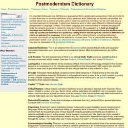 Postmodernism Dictionary