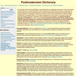 Postmodernism Dictionary