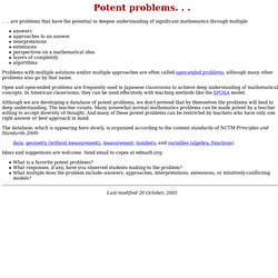 Problem Solving - Potent Math Problems