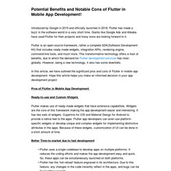 Potential Benefits and Notable Cons of Flutter in Mobile App Development!