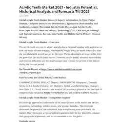 Acrylic Teeth Market 2021 - Industry Potential, Historical Analysis and Forecasts Till 2023 – Telegraph