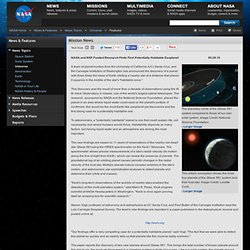 and NSF-Funded Research Finds First Potentially Habitable Exoplanet