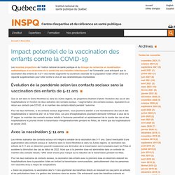 Impact potentiel de la vaccination des enfants contre la COVID-19 / INSPQ, novembre 2021