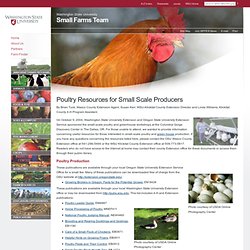 Poultry Resources-WSU Extension Small Farms Team