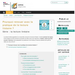 Pourquoi renouer avec la pratique de la lecture linéaire ?