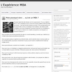 L'expérience MBA
