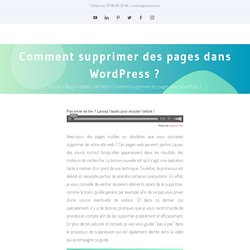 Pourquoi et comment supprimer des pages dans Wordpress ?