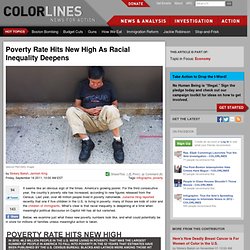 Poverty Rate Hits New High As Racial Inequality Deepens