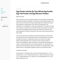 Egg Powder Industry By Type (Whole Egg Powder, Egg Yolk Powder and Egg Albumen Powder)
