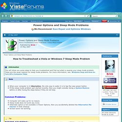 Power Options and Sleep Mode Problems