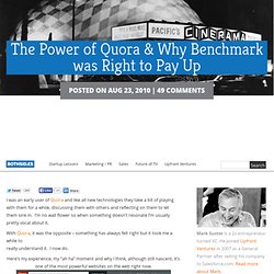 The Power of Quora & Why Benchmark was Right to Pay Up