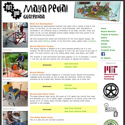 Pedal powered water pumps, threshers, blenders, tile makers and more
