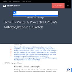 How To Write A Powerful OMSAS Autobiographical Sketch