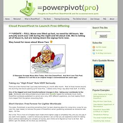 Cloud PowerPivot to Launch Free Offering