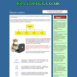 Website creation guide - online guide to creating websites using Word, PowerPoint, Publisher and Dreamweaver