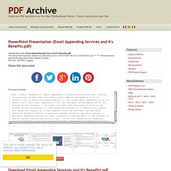 PowerPoint Presentation (Email Appending Services and It's Benefits.pdf) - PDF Archive