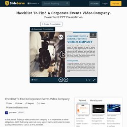 Checklist To Find A Corporate Events Video Company