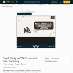 David Silipigno CEO Of National Solar Company