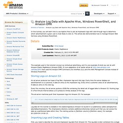 Analyze Log Data with Apache Hive, Windows PowerShell, and Amazon EMR : Articles & Tutorials