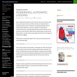 PowerShell Automatic LoggingThe Lonely Administrator